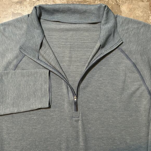 Lululemon Sweatshirt Mens Large Blue Metal Vent Tech Quarter Zip Golf Gym - Picture 1 of 8
